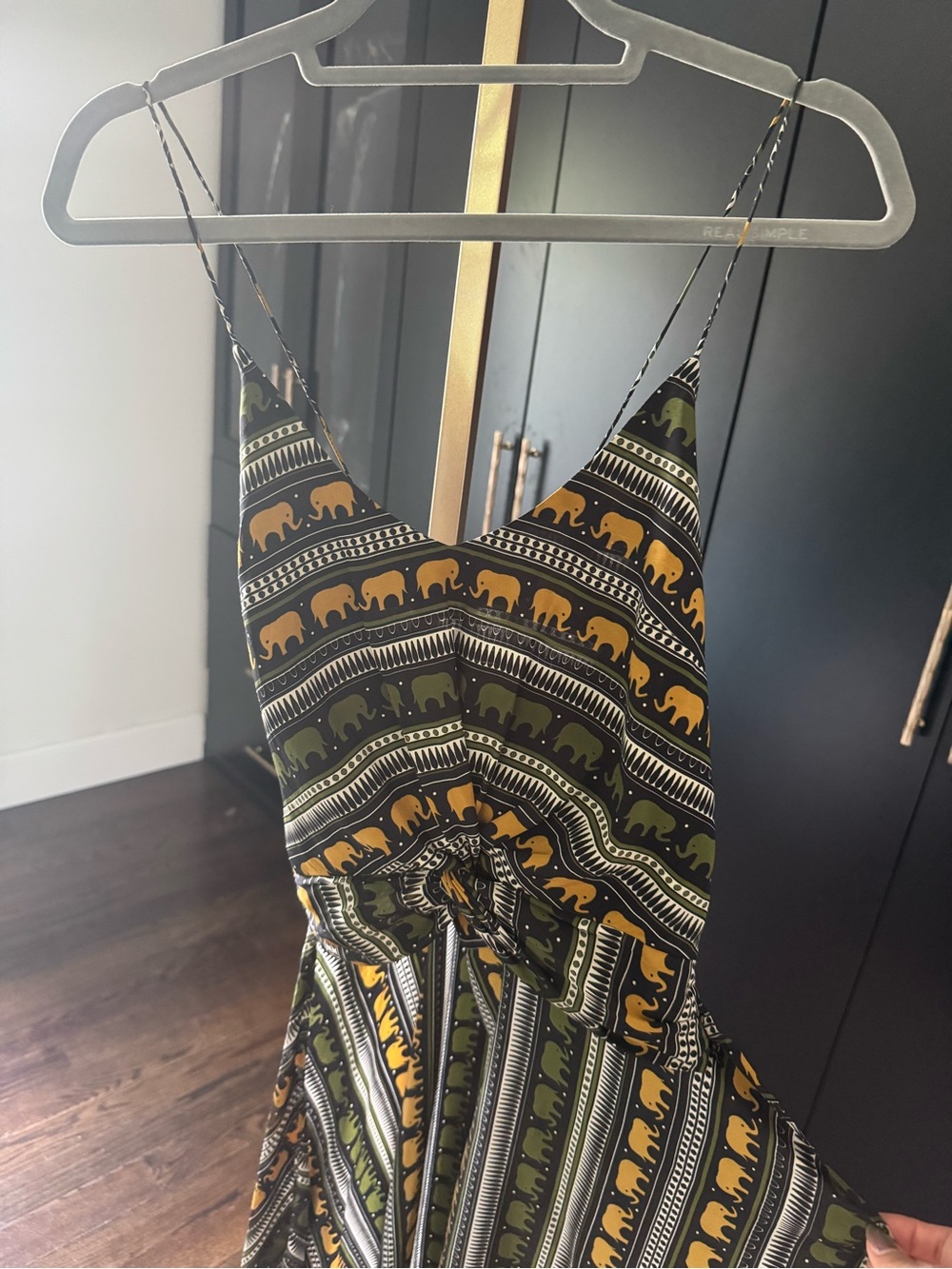 Caroline Constas high-low tank top in olive and yellow elephant pattern - Picture 2 of 5